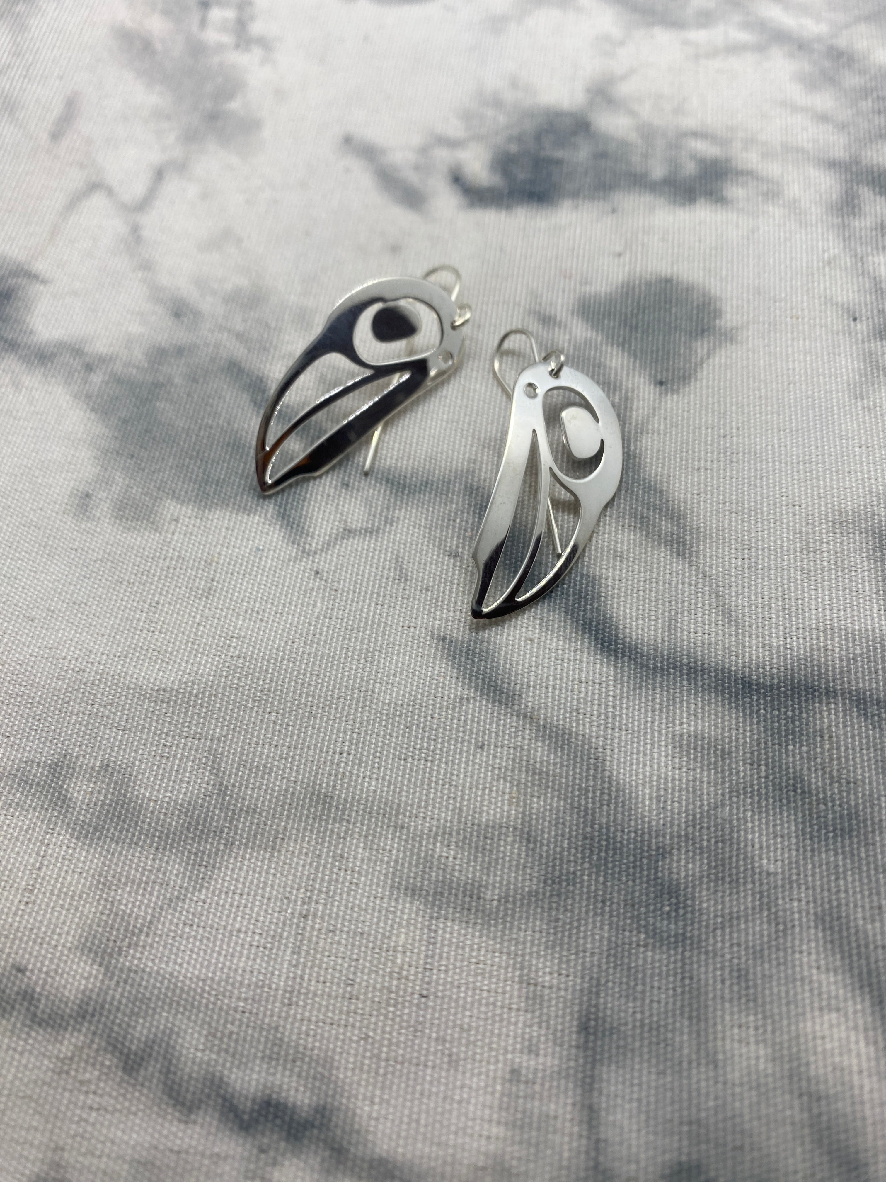 Silver Raven Earring outlet - Haida Raven Earrings - Native Raven Studs - Northwest Raven - Indian Raven Design - Raven Studs