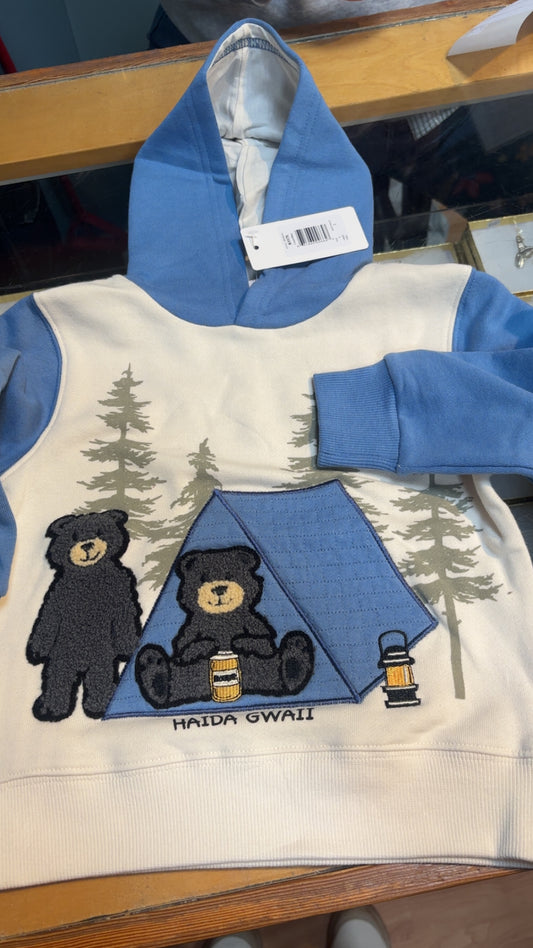 Kids Camping Bear Hoodie
