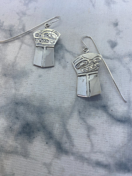 Bear Design Copper Shield Style Earrings