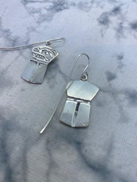 Bear Design Copper Shield Style Earrings